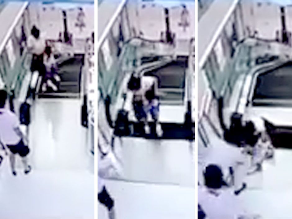 Chinese woman saves son in seconds before escalator swallows her in ...