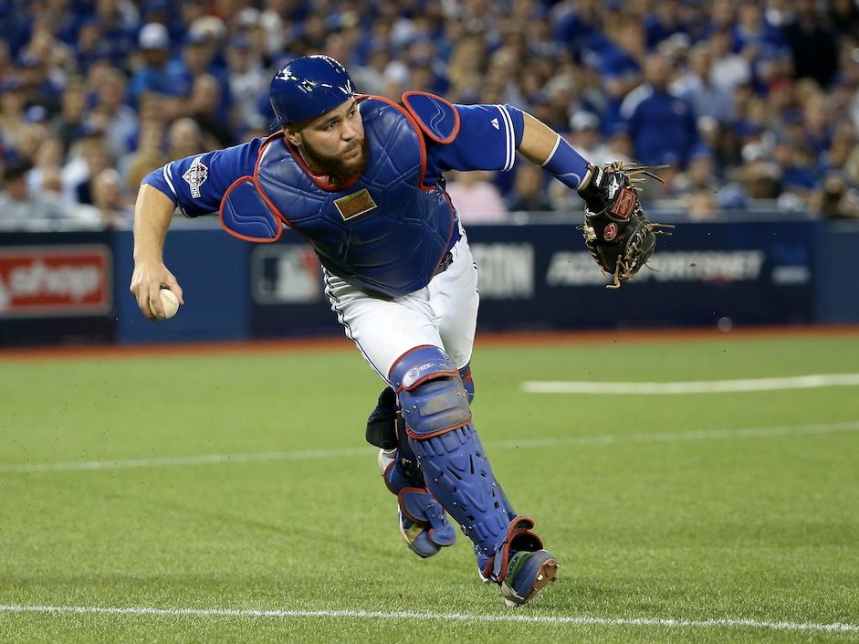 Here's Mike Napoli crushing a home run into Rogers Centre's fifth