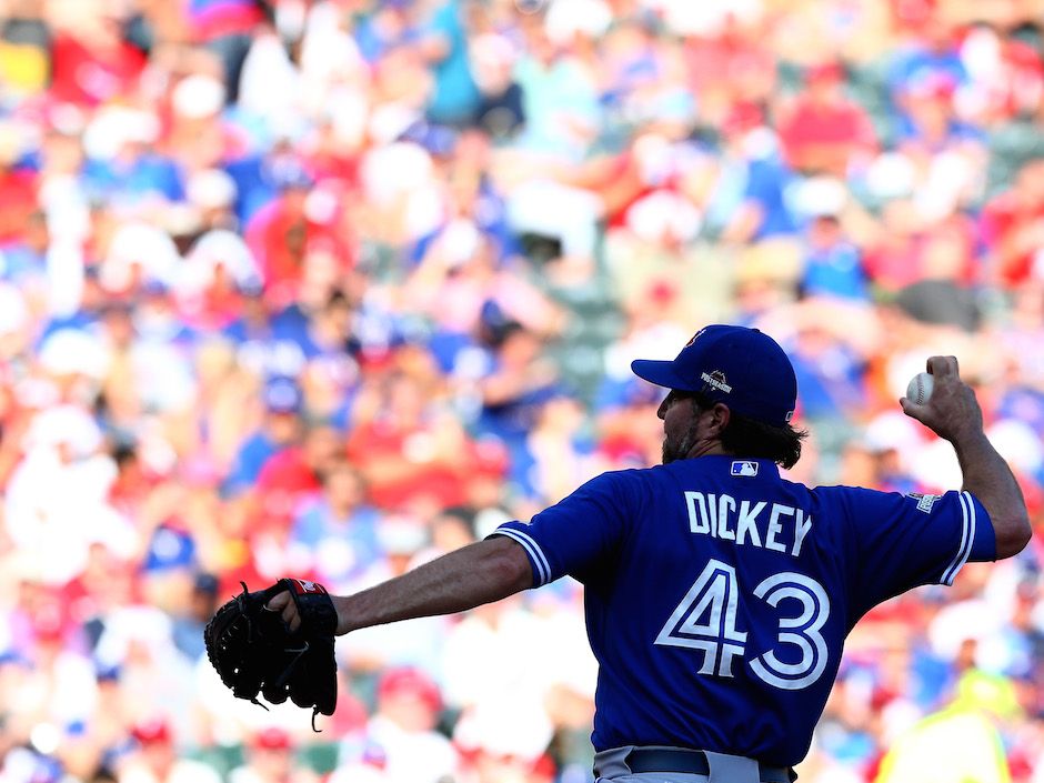 Blue Jays starter R.A. Dickey: Playing at Globe Life Park will help my  knuckleball against Rangers