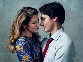 Justin Trudeau and his wife Sophie in a photo from the January issue of Vogue magazine.