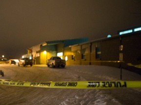 RCMP on the scene after a school shooting at La Loche Community School on Jan. 22, 2016.
