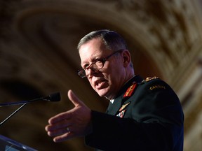 Chief of Defence Staff Jonathan Vance delivers a speech in Ottawa on Friday, Feb. 19, 2016.
