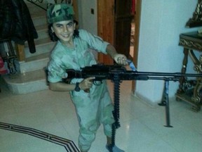 lslamic State militants are circulating images of a 10-year-old boy they claim has been 'martyred' while fighting alongside his father in Syria. Describing the child as ISIS' youngest jihadist, chilling photographs taken before his alleged death show him smiling at the camera, wearing military fatigues and brandishing a huge assault rifle.