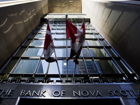 TORONTO, ON: FEBRUARY 15, 2011 -- Scotia Plaza, headquarters for Scotiabank, photographed Tuesday, February 15, 2011 in Toronto. (Aaron Lynett / National Post) (For File Use)  //NATIONAL POST STAFF PHOTO ADD: financial district downtown banks banking /pws ORG XMIT: POS2013111517434563