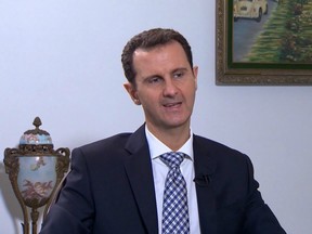 Syrian President Bashar Assad during an interview in Damascus, Syria, by a journalist with Spanish newspaper El Pais.
