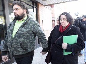 Jennifer Neville-Lake, right, and her husband Edward Lake, who lost her three children and father in a horrific crash by drunk driver Marco Muzzo, arrive at the courthouse in February 2016.
