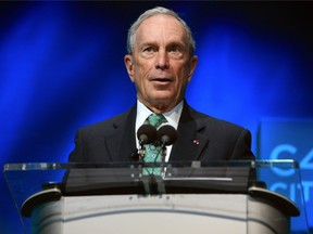 Former New York Mayor Michael Bloomberg speaks during the C40 cities awards ceremony, in Paris.