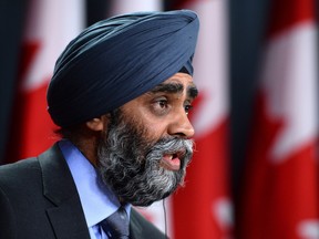 Defence Minister Harjit Sajjan. Defence officials told Postmedia recently that their goal is to have the public consultation process finished by the end of June