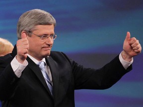 Stephen Harper in May, 2011, just before telling Canadians how humbling it is to be granted majority control of a G7 country.