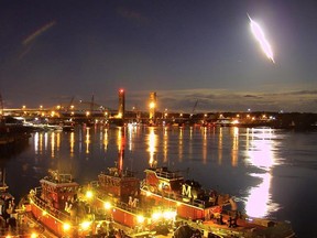 A live webcam trained on the Portsmouth Harbor caught the moment a fireball streaked over the Piscataqua River in New Hampshire.