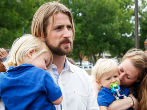 David and Collet Stephan after arriving at the courthouse in Lethbridge, Alberta, with their children on Friday, June 24, 2016.