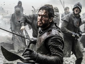 Kit Harington portrays Jon Snow in a scene from the Game of Thrones episode "Battle of the Bastards."