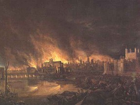 In 1666, the Great Fire of London levelled four-fifths of the city.  It all started in an oven on Pudding Lane.