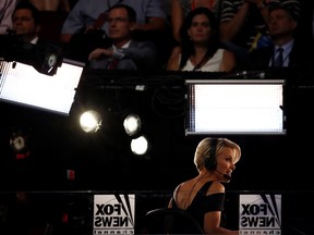 Fox News political commentator Megyn Kelly reports during the evening session on the fourth day of the Republican National Convention on July 21, 2016 at the Quicken Loans Arena in Cleveland, Ohio.