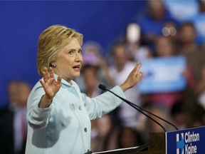 Hillary Clinton, presumptive 2016 Democratic presidential nominee, speaks during a campaign event in Miami, Florida, U.S., on Saturday, July 23, 2016