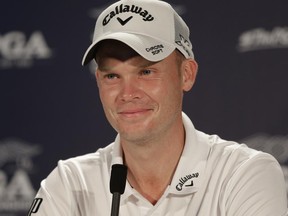 2016 Masters champion Danny Willett answers a question during a news conference for the PGA Championship at Baltusrol Golf Club in Springfield, N.J., Tuesday, July 26, 2016.