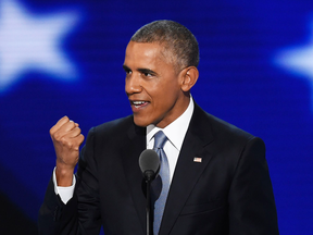 U.S. President Barack Obama speaks at the Democratic National Convention on Wednesday, July 27, 2016 in Philadelphia.