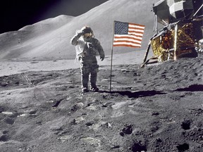 The man who took this photograph may have had a heart attack on the moon.