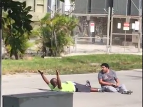 The North Miami police union have said that the officer who shot Charles Kinsey, left, was aiming at his patient, right.