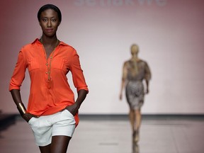 A scene from the runway show by Iris Setlakwe, during Montreal Fashion Week, in a September 5, 2012 file photo.
