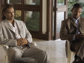 Colin Farrell and Jamie Foxx are lit in Miami Vice, the movie.