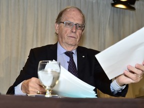 Canadian law professor Richard McLaren presented his initial findings on allegations of a state-backed doping conspiracy involving the 2014 Olympics at a news conference in Toronto on July 18.