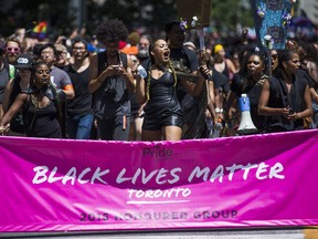 Black Lives Matter at Toronto's Pride parade held in downtown Toronto, Ont.   on Sunday July 3, 2016.