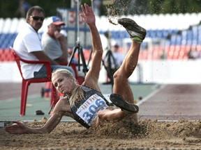 Darya Klishina from Russia competes in the women's long jump event at the National track and field championships at a stadium in Cheboksary, Russia, Tuesday, June 21, 2016