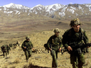 Canadian soldiers on patrol in Afghanistan, 2002.