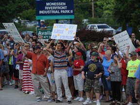 A group of Donald Trump supporters rally in Monessen, P.a., on June 28.