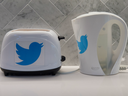 A Twitter toaster and kettle inside its offices in Toronto, Ont.