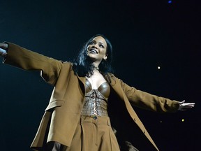 Rihanna performs March 27, 2016 at the Barclays Center in New York.