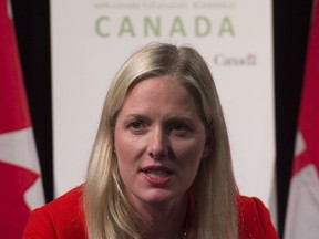 Canadian Minister of Environment and Climate Change Catherine McKenna speaks during a news conference, in Paris, France, on Sunday, Nov. 29, 2015