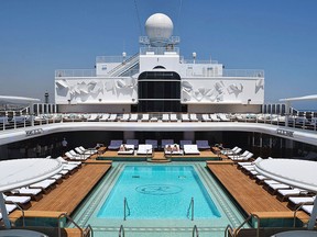 The pool deck on the Regent Seven Seas Explorer.
