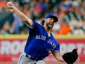 R.A. Dickey of the Toronto Blue Jays gave up six hits and a run in seven solid innings in a 2-1 win over the Houston Astros on Tuesday.