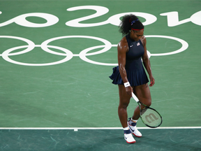 Serena Williams reacts during her round of 16 loss to Ukraine's Elina Svitolina in Rio on Tuesday.