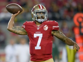 San Francisco 49ers quarterback Colin Kaepernick throws a pass against the Green Bay Packers on Aug. 26.