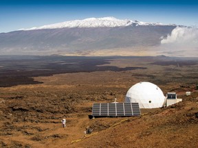 This file photo taken on March 10, 2015, courtesy of the University of Hawaii at Manoa, shows the exterior of the HI-SEAS habitat on the northern slope of Mauna Loa in Hawaii.    
NASA's Hawaii Space Exploration Analogue and Simulation (HI-SEAS) program officially ended Sunday, August 29, 2016. Six crew members returned to civilization following one-year of isolation.