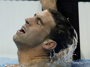 United States' Michael Phelps after placing third in a heat of the men's 200-meter butterfly during the swimming competitions at the 2016 Summer Olympics, Monday, Aug. 8, 2016, in Rio de Janeiro, Brazil.