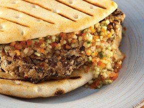 Black Bean Burgers with Garden Salsa are fast and flavourful.