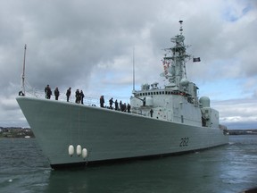 The HMCS Athabaskan departs from Sydney, N.S., in 2010.