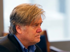 Stephen Bannon, Republican presidential candidate Donald Trump's campaign chairman, attends Trump's Hispanic advisory roundtable meeting in New York, Saturday, Aug. 20, 2016.