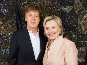 Clinton hanging out backstage at McCartney's show