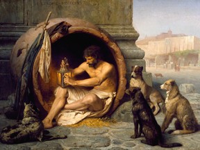An artist's depiction of the Greek philosopher Diogenes.