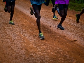 Kenyan athletes train together in a January file photo. A Kenyan athletics official is at the epicentre of Rio 2016's latest doping controversy.