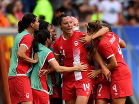 Melissa Tancredi, wearing the captain's armband on Tuesday, rose to the occasion with both goals in Canada's 2-1 defeat of world No. 2 Germany in their final Group F match in Brasilia.