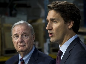 Justin Trudeau with former prime minister Paul Martin on Friday, August 28, 2015 in Montreal
