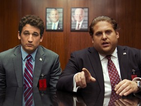 Miles Teller, left, and Jonah Hill in a scene from War Dogs.