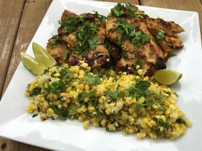 Corn's Finest Hour, with Grilled Tandoori-Style Chicken Thighs.