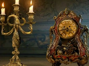 Lumiere (Ewan McGregor) and Cogsworth (Ian McKellen).